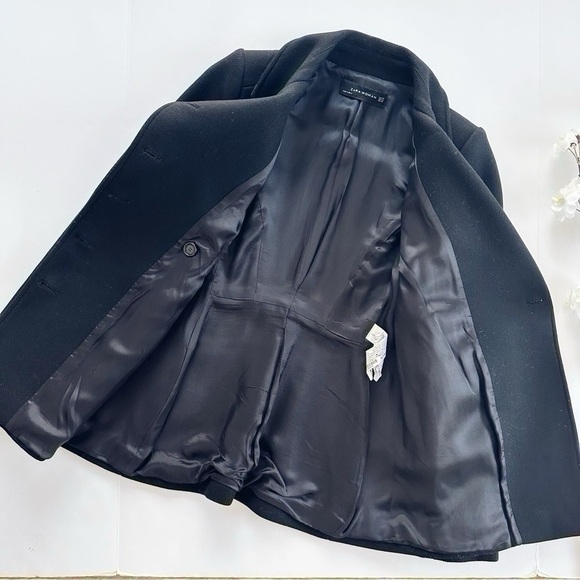 Zara Short Coat With Gold Metallic Buttons Black - Picture 6 of 12